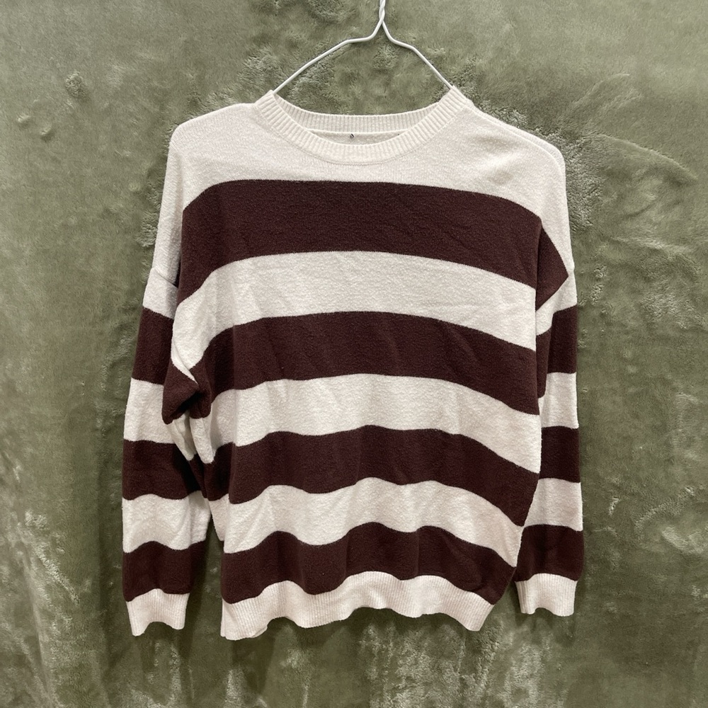 Tilly's Brown and Cream Striped Women's Sweater